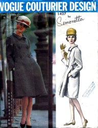 1427 VOGUE SIMONETTA ITALIAN TWO BREASTED COAT PATTERN, HALF BELT PATTERN 14 34"B